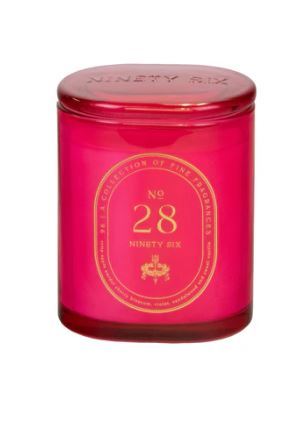Ninety Six No 28 large 3-wick candle in pink glass vessel 27oz apple blossom and cinnamon spice scent